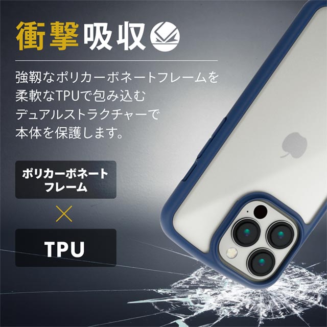 【iPhone13 Pro ケース】ハイブリッドケース/TOUGH SLIM LITE/フレームカラー/シルキークリア (ネイビー)サブ画像