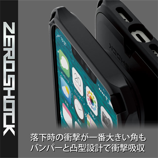 【iPhone13 Pro ケース】ハイブリッドケース/ZEROSHOCK/リング付き (ブラック)サブ画像