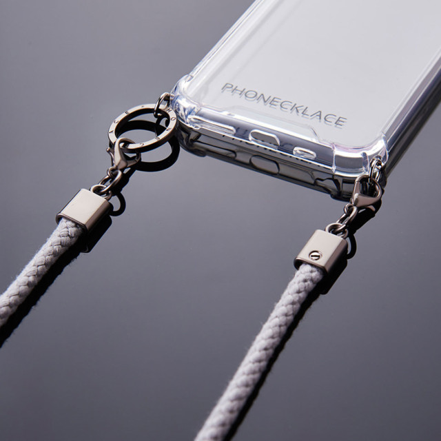 【iPhone13 ケース】ロープショルダーストラップ付きクリアケース (グレー)サブ画像