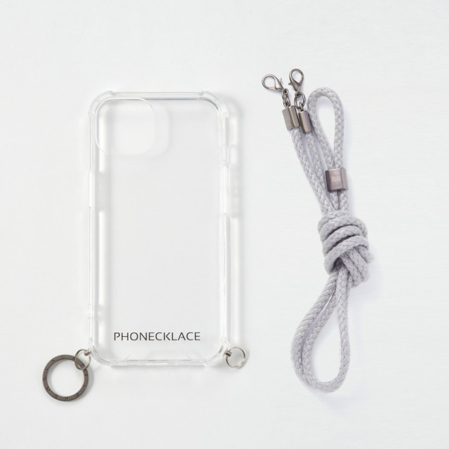 【iPhone13 ケース】ロープショルダーストラップ付きクリアケース (グレー)サブ画像