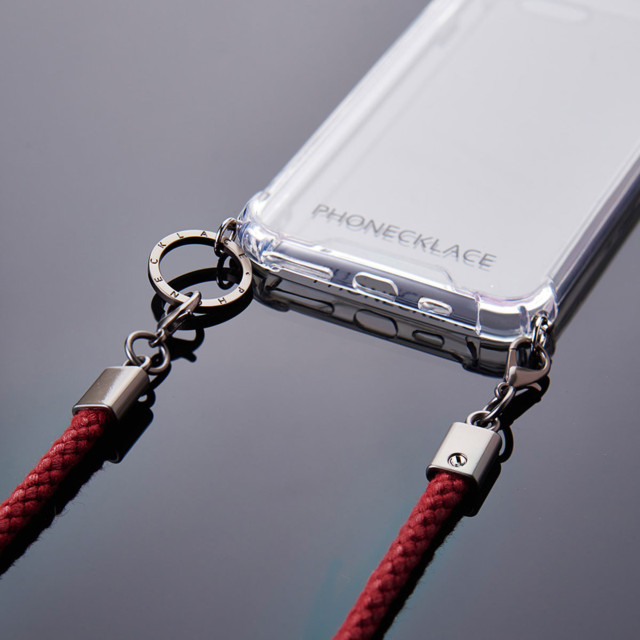 【iPhone13 ケース】ロープショルダーストラップ付きクリアケース (ダークレッド)サブ画像
