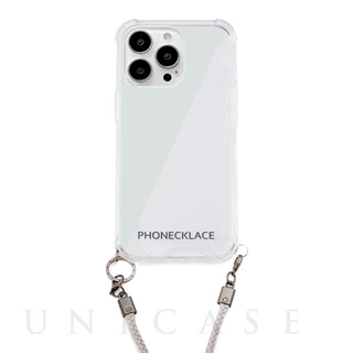 【iPhone13 Pro ケース】ロープショルダーストラップ付きクリアケース (グレー)