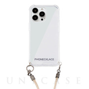 【iPhone13 Pro ケース】ロープショルダーストラップ付きクリアケース (ベージュ)