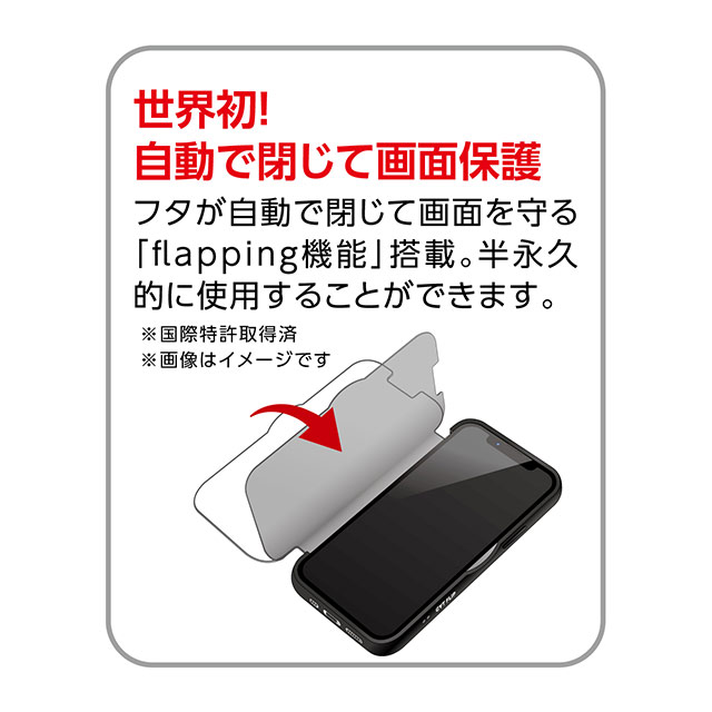 【iPhone13/13 Pro ケース】NEWT 薄型CAT FLIP (ブラック)サブ画像