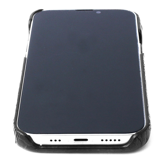 【iPhone13 mini ケース】クロコダイルイタリアンレザーバックケース(ブラック)サブ画像