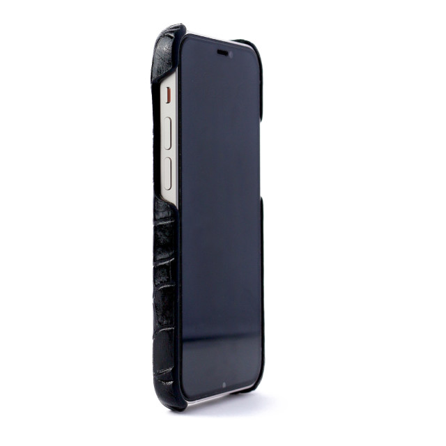 【iPhone13 ケース】クロコダイルイタリアンレザーバックケース(ブラック)サブ画像