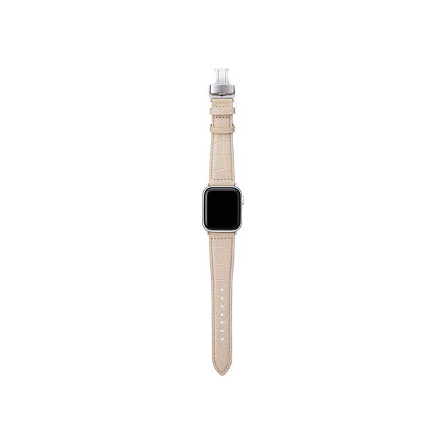 【Apple Watch バンド 49/45/44/42mm】Croco Embossed Genuine Leather Watchband (Greige) for Apple Watch Ultra2/SE(第2/1世代)/Series9/8/7/6/5/4/3/2/1サブ画像