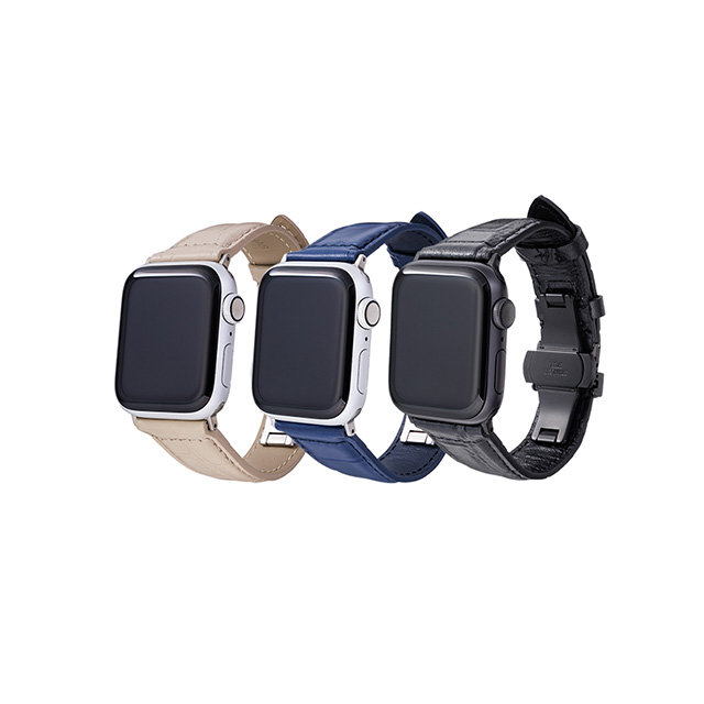 【Apple Watch バンド 41/40/38mm】Croco Embossed Genuine Leather Watchband (Navy) for Apple Watch SE(第2/1世代)/Series9/8/7/6/5/4/3/2/1goods_nameサブ画像