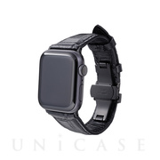 【Apple Watch SE/Series7/6/5/4/3/2/1(45/44/42mm) バンド】Croco Embossed Genuine Leather Watchband (Black)