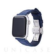 【Apple Watch バンド 45/44/42mm】Croco Embossed Genuine Leather Watchband (Navy) for Apple Watch SE/Series7/6/5/4/3/2/1