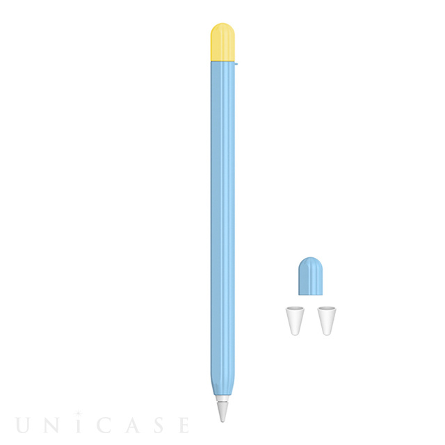 【Apple Pencil(第1世代)】Apple Pencil1 シリコンカバー ツートンカラー 3点セット (ブルー)