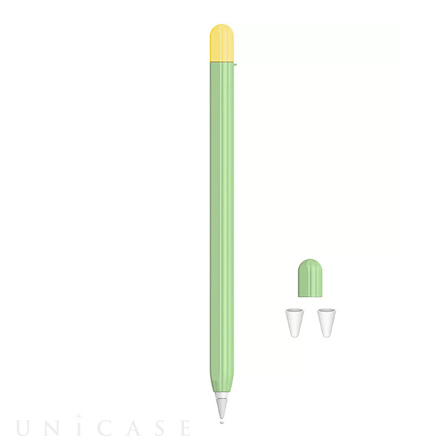 【Apple Pencil(第2世代)】Apple Pencil2 シリコンカバー ツートンカラー 3点セット (グリーン)