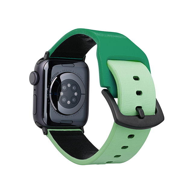 【Apple Watch バンド 41/40/38mm】“at Once” Genuine Leather Watchband (Green) for Apple Watch SE(第2/1世代)/Series9/8/7/6/5/4/3/2/1サブ画像