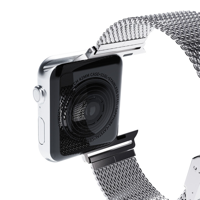 【Apple Watch バンド 45/44/42mm】CLIP MESH BAND (シルバー) for Apple Watch SE(第2/1世代)/Series9/8/7/6/5/4/3/2/1サブ画像