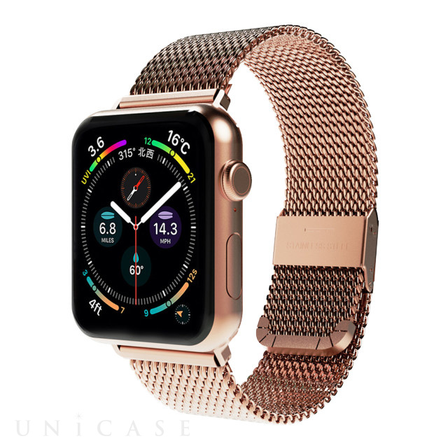 Apple Watch バンド 45/44/42mm】CLIP MESH BAND (ローズゴールド) for Apple Watch SE(第2 /1世代)/Series8/7/6/5/4/3/2/1 miak iPhoneケースは UNiCASE
