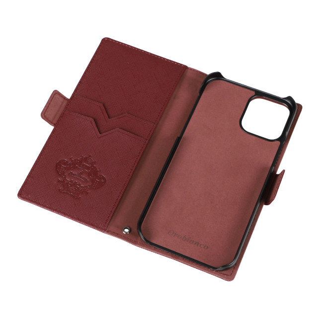 【iPhone12/12 Pro ケース】“スクエアプレート” PU Leather Book Type Case (WINE)サブ画像