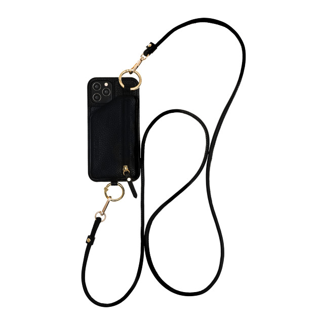 【iPhone12 mini ケース】Necklace Case With Multi-Strap + Zip Pocket (Black)サブ画像