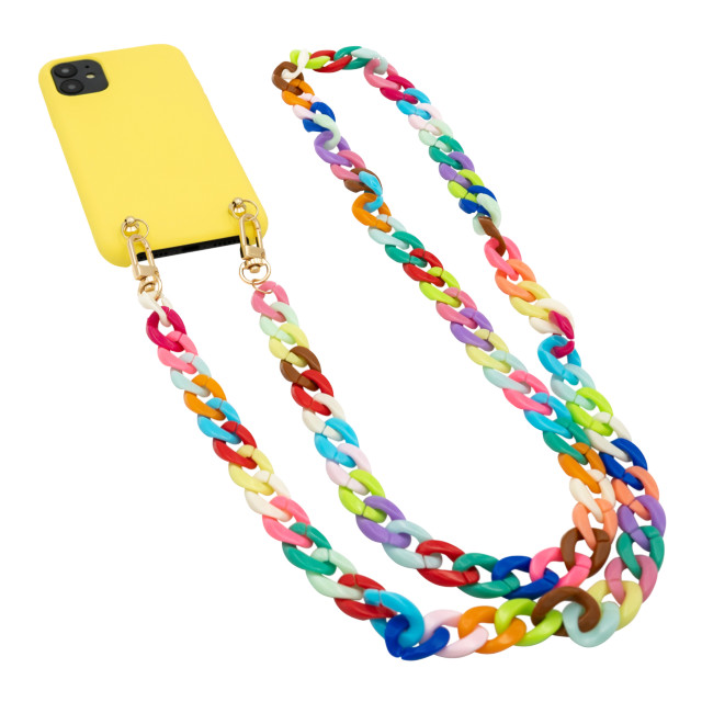 【iPhone12 mini ケース】Necklace Case Soft Touch Yellow with Rainbow Chainサブ画像