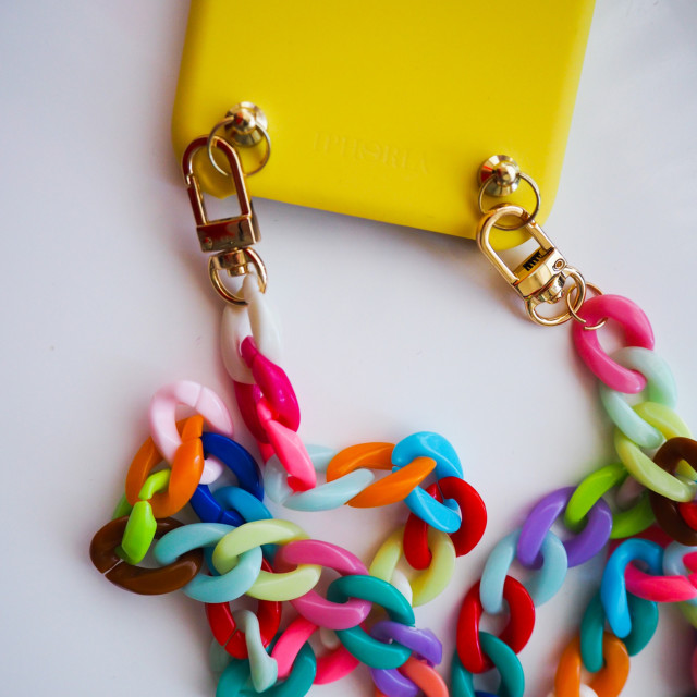 【iPhone12 mini ケース】Necklace Case Soft Touch Yellow with Rainbow Chaingoods_nameサブ画像