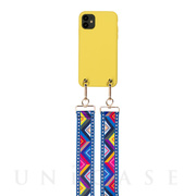 【iPhone12 mini ケース】Necklace Case Soft Touch Yellow with Ethno Strap