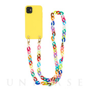 【iPhone12 mini ケース】Necklace Case Soft Touch Yellow with Rainbow Chain