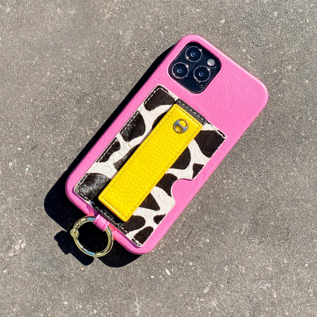 【iPhone12/12 Pro ケース】Vegan Leather Case With Holding Strap + Pocket + Ring (Pink)goods_nameサブ画像