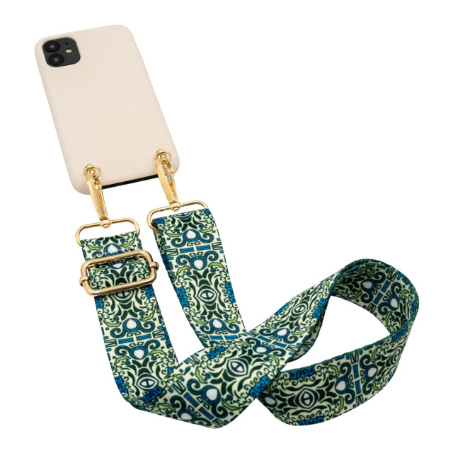 【iPhone12 Pro Max ケース】Necklace Case Soft Touch Ivory with Green Boho Strapサブ画像