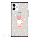 【iPhone12 mini ケース】ミッフィー miffy snow スクエアガラスケース (グレー)