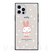 【iPhone12/12 Pro ケース】ミッフィー miffy snow スクエアガラスケース (グレー)