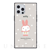 【iPhone12 Pro Max ケース】ミッフィー miffy snow スクエアガラスケース (グレー)