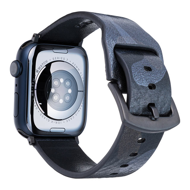 【Apple Watch バンド 41/40/38mm】”CAMO” Italian Genuine Leather Watchband (Black/Gunmetal) for Apple Watch SE(第2/1世代)/Series9/8/7/6/5/4/3/2/1goods_nameサブ画像