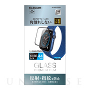 【Apple Watch SE/Series6/5/4(44mm) フィルム】フルカバーフィルム/ガラス/反射防止/フレーム付き/ブラック