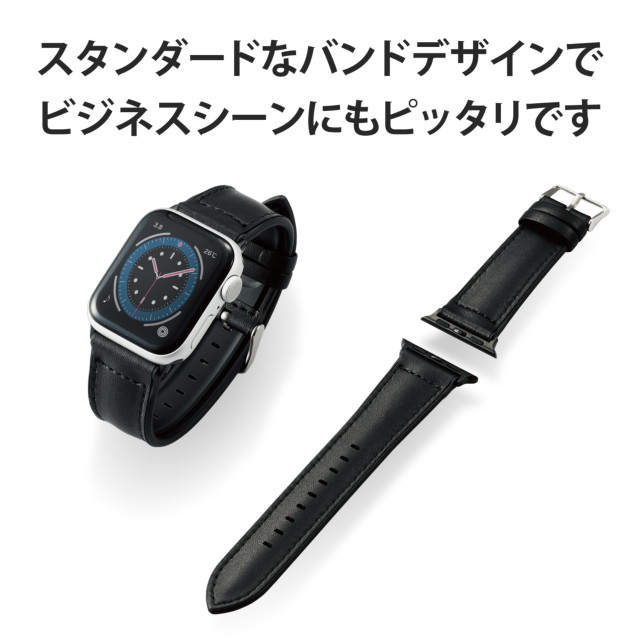 【Apple Watch バンド 41/40/38mm】バンド/ソフトレザー/ハイブリッド (ブラック) for Apple Watch SE(第2/1世代)/Series8/7/6/5/4/3/2/1サブ画像