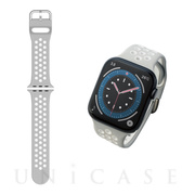 【Apple Watch バンド 45/44/42mm】バンド/シリコン/アクティブタイプ (グレー×ホワイト) for Apple Watch SE/Series7/6/5/4/3/2/1