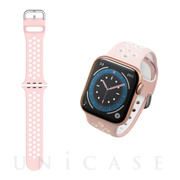 【Apple Watch SE/Series7/6/5/4/3/2/1(41/40/38mm) バンド】バンド/シリコン/アクティブタイプ (ピンク×ホワイト)