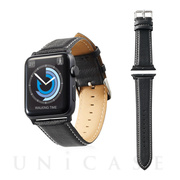 【Apple Watch SE/Series7/6/5/4/3/2/1(45/44/42mm) バンド】ソフトレザーバンド/ラウンドボートタイプ (ブラック)