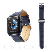 【Apple Watch SE/Series7/6/5/4/3/2/1(45/44/42mm) バンド】ソフトレザーバンド/ラウンドボートタイプ (ネイビー)