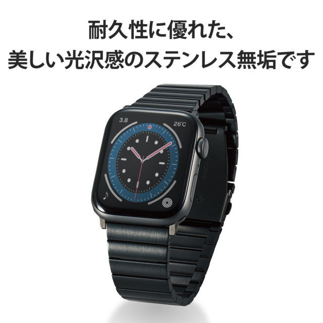 【Apple Watch バンド 45/44/42mm】バンド/ステンレス/1連タイプ (ブラック) for Apple Watch SE(第2/1世代)/Series7/6/5/4/3/2/1サブ画像