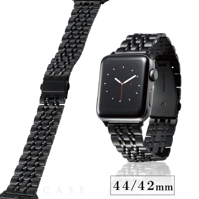 Apple Watch バンド 45/44/42mm】ステンレスバンド/7連 (ブラック) for 