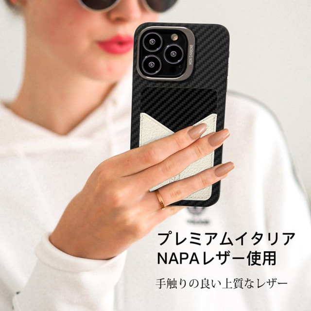 【iPhone13 Pro Max ケース】HOVERSKIN Italian NAPA Leather Case (Brilliant White)