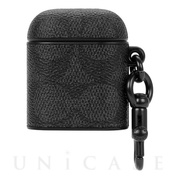 【AirPods(第2/1世代) ケース】Leather AirPods Case (Signature C Charcoal)