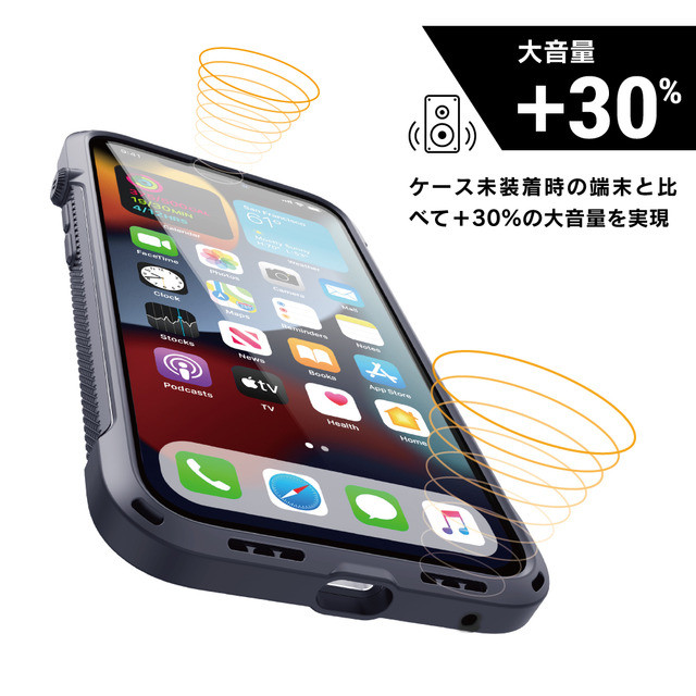 【iPhone13 Pro ケース】MagSafe対応 衝撃吸収ケース Vibe シリーズ (バトルシップグレー)