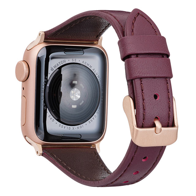 【Apple Watch バンド 41/40/38mm】”Originate” Genuine Leather Watchband (Burgundy) for Apple Watch SE(第2/1世代)/Series9/8/7/6/5/4/3/2/1サブ画像
