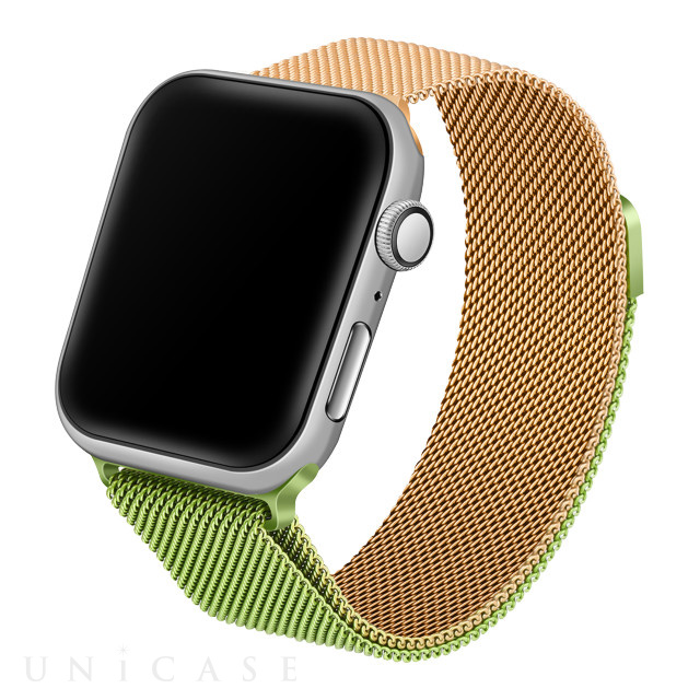 Apple Watch バンド 45/44/42mm】ステンレスマグネット式 グラデーションバンド (ゴールド/グリーン) for Apple  Watch SE(第2/1世代)/Series8/7/6/5/4/3/2/1 iQ Labo iPhoneケースは UNiCASE