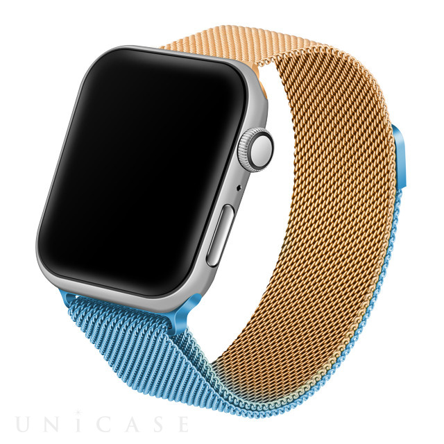 Apple Watch バンド 45/44/42mm】ステンレスマグネット式 グラデーションバンド (ゴールド/ブルー) for Apple Watch  SE(第2/1世代)/Series8/7/6/5/4/3/2/1 iQ Labo iPhoneケースは UNiCASE
