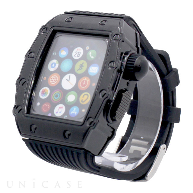 Apple Watch バンド 44mm】HUALIMEI 一体型メタルケースシリコンバンド