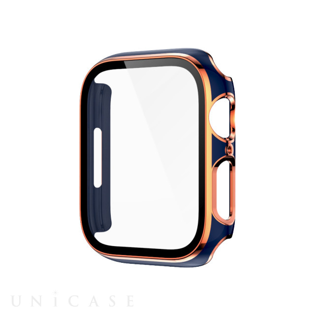 【Apple Watch ケース 41mm】ガラス一体型 ゴールドライン (ネイビー) for Apple Watch Series9/8/7