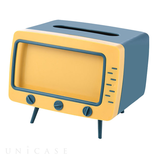 スマホスタンド付き テレビ型ティッシュケース (イエロー) iQ Labo iPhoneケースは UNiCASE
