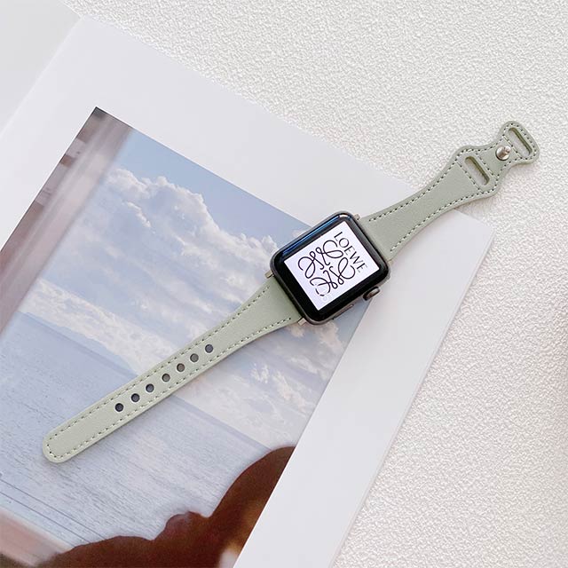 【Apple Watch バンド 49/45/44/42mm】ピンバックルスリムウェーブ (ライトグリーン) for Apple Watch Ultra2/1/SE(第2/1世代)/Series9/8/7/6/5/4/3/2/1サブ画像