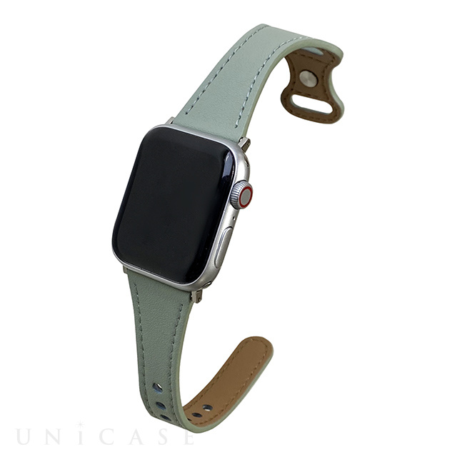 【Apple Watch バンド 49/45/44/42mm】ピンバックルスリムウェーブ (ライトグリーン) for Apple Watch Ultra2/1/SE(第2/1世代)/Series9/8/7/6/5/4/3/2/1